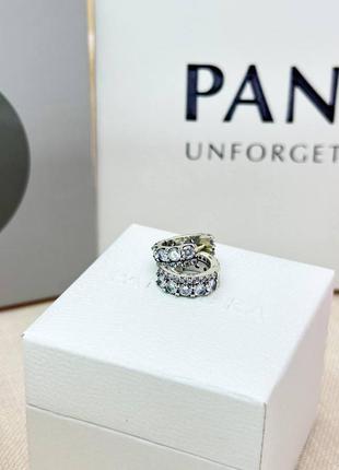 Серебряные серьги pandora "двойная лента с pavé" 290058c012 фото