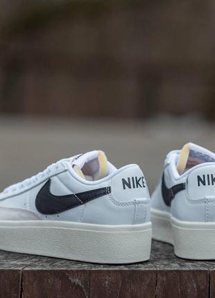 Женские кроссовки nike blazer low белые кожаные найк блейзер весенние осенние (b)2 фото