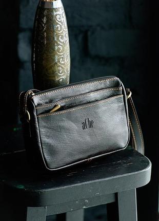 Шкіряна чорна унісекс сумка jaque n