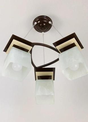 Підвісна люстра на 3 плафони коричнево-бежева для великої кухні, дитячої, спальні, кабінету астра/3 код/артикул 7502-41