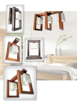 Люстра стельова на 2 плафони з натурального дерева коричнева для спальні коридору рамка/2 код/артикул 2102-4