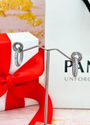 Срібні сережки pandora «рядок паве»