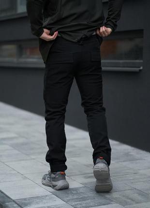 Мужские зимние тактические штаны softshell черные на флисе брюки карго теплые софт шелл с начесом (b)2 фото