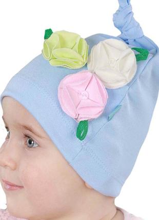 Тонка блакитна шапочка на дівчинку 1-2 роки
