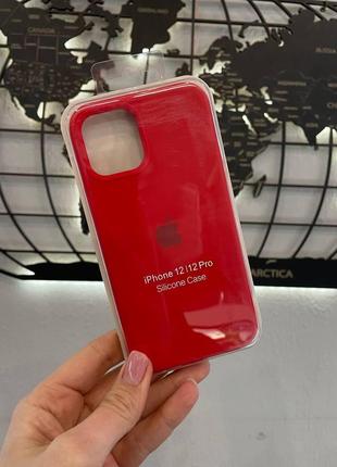 Чохол silicone case з мікрофіброю для iphone 12 pro,чохол з мікрофіброю для айфон 12 про (колір червоний)1 фото