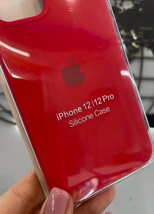 Чохол silicone case з мікрофіброю для iphone 12 pro,чохол з мікрофіброю для айфон 12 про (колір червоний)3 фото