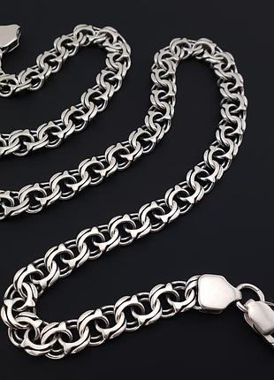 Товста срібна цепочка бісмарк. широкий чоловічий ланцюг на шию 10 мм. срібло 925. довжина 55 см