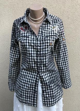 Сорочка,блуза в клітку з вишивкою бавовна,етно стиль бохо