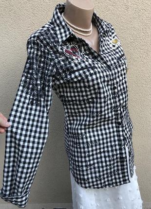 Сорочка,блуза в клітку з вишивкою бавовна,етно стиль бохо10 фото