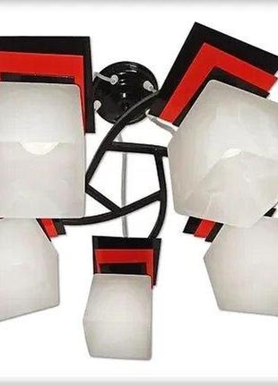 Люстра підвісна на 5 плафонів для великої кухні, дитячої, спальні астра/5 коричнево-біла код/артикул 7504-42