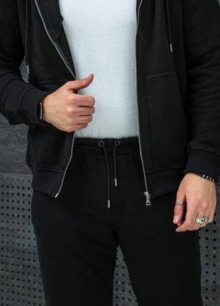 Мужской спортивный костюм черный на змейке с капюшоном комплект кофта и штаны весенний осенний (b)3 фото