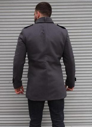 Мужское пальто кашемировое серое двубортное классическое весеннее осеннее (b)7 фото