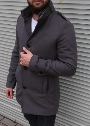 Мужское пальто кашемировое серое двубортное классическое весеннее осеннее (b)5 фото