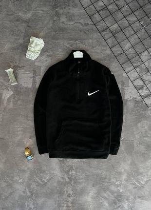 Мужская флисовая кофта nike черная флиска найк на молнии без капюшона (b)1 фото