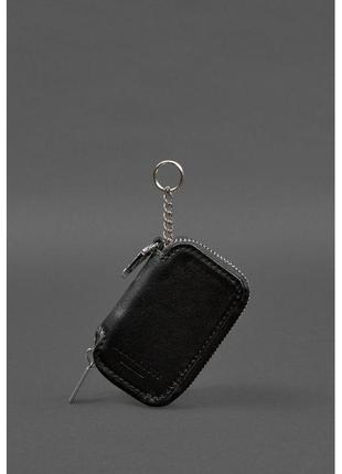 Кожаный чехол для автомобильного ключа, черный краст3 фото