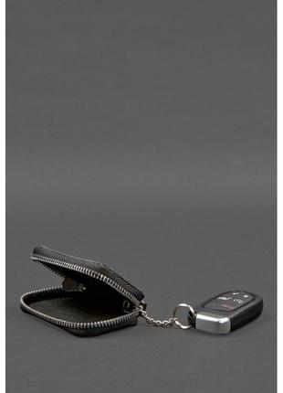 Кожаный чехол для автомобильного ключа, черный краст5 фото