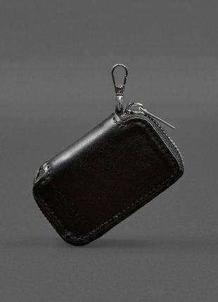 Кожаный чехол для автомобильного ключа, черный краст6 фото