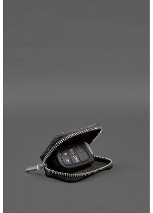 Кожаный чехол для автомобильного ключа, черный краст2 фото