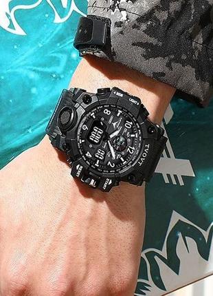Годинник чоловічий наручний тактичний годинник чорний спортивний10 фото