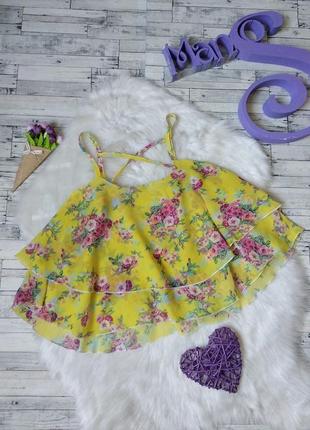Блузка топ h&m женская желтая с цветами короткая1 фото