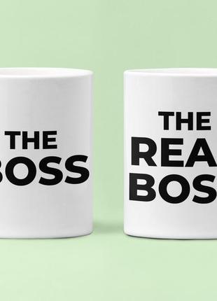 Парные чашки кружки boss real boss он она для влюбленных белые 330 мл