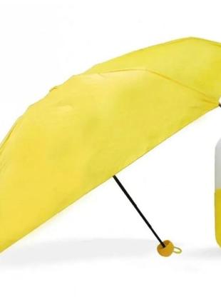 Компактный зонтик / в капсуле-футляре желтый / маленький зонт в капсуле / be-436 цвет: желтый9 фото