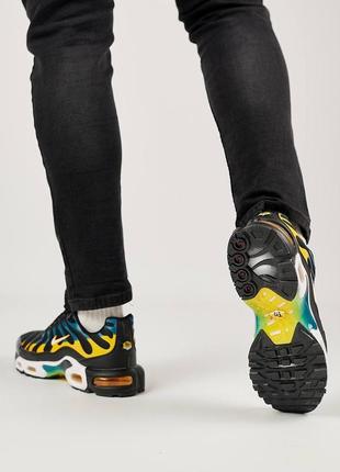 Мужские кроссовки nike air max plus all black teal yellow