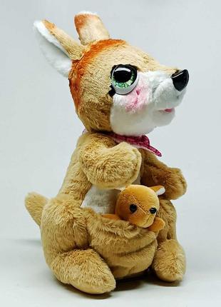 Интерактивное животное synergy "кенгуру с малышом" 26 см украинская озвучка m5720