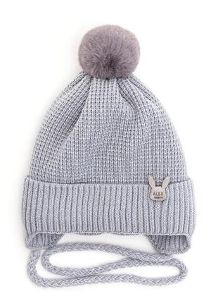Шапка дитяча для дівчинки леді d996 (котон) 40-44 см. сірий
