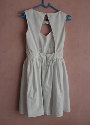 Asos платье белое хлопковое с мятными вставками и открытой спинкой5 фото