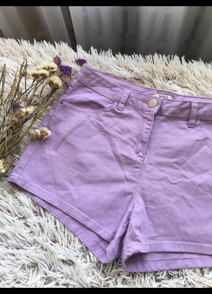 Очень красивые летние джинсовые шорты тренд 2021 лилового цвета1 фото