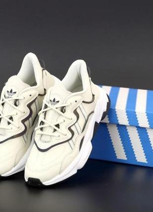 Женские кроссовки adidas ozweego beige white 40