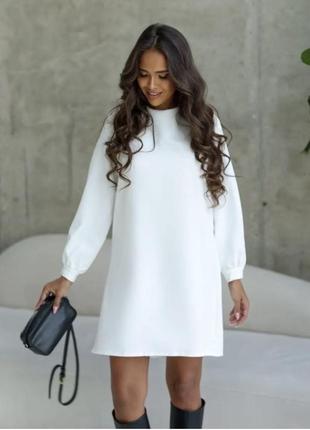 Lesta m/l вечернее лаконичное в стиле zara белое молочное белое платье длинный рукав2 фото