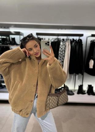 Куртка-бомпер зі штучної овчини zara