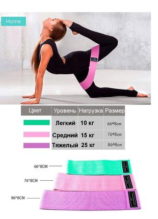 Набор тканевых фитнес резинок luting hip resistance bands 3 штуки7 фото