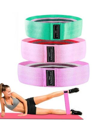 Набор тканевых фитнес резинок luting hip resistance bands 3 штуки8 фото