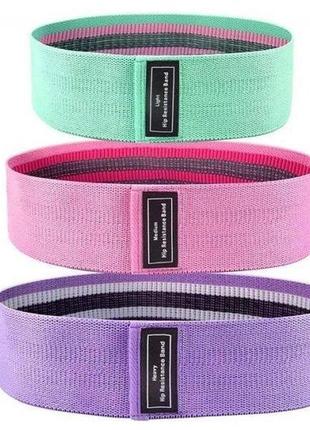 Набор тканевых фитнес резинок luting hip resistance bands 3 штуки2 фото