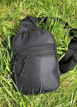 Сумка слинг мужская, сумка тактическая через плечо из кордуры, черная2 фото