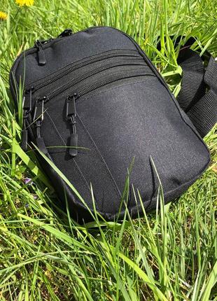 Сумка слинг мужская, сумка тактическая через плечо из кордуры, черная7 фото