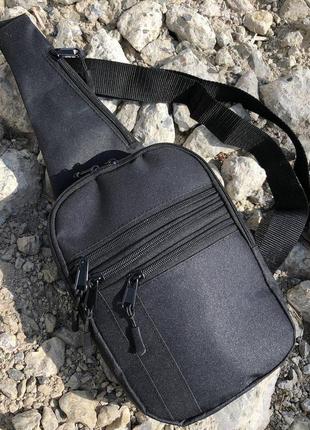 Сумка слинг мужская, сумка тактическая через плечо из кордуры, черная5 фото