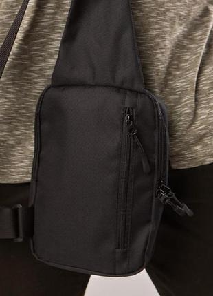 Сумка слинг мужская, сумка тактическая через плечо из кордуры, черная