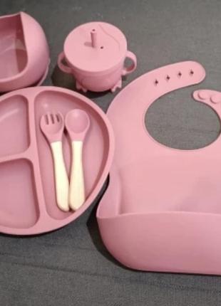 Набір (6 пр.) комплект силіконового посуду силіконовий посуд силиконовая посуда для прикорма детского дитячого6 фото