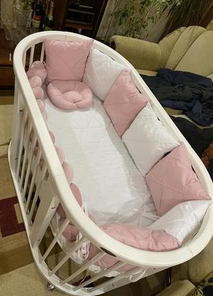 Набір в дитяче ліжечко (бортики) + кокон для новонародженого2 фото
