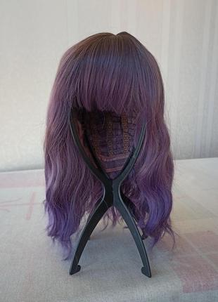 Короткая фиолетовая парик, новая, с чёлкой, термостойкая, парик