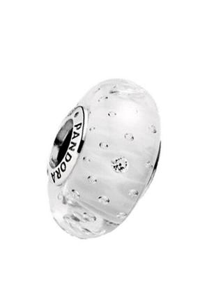 Намистина шарм підвіска підвіс срібло пандора pandora silver s925 ale з біркою бусина бусинка білий мурано