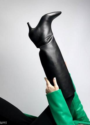 Шикарные женские деми сапоги на каблуке, кожаные, демисезон, натуральная кожа3 фото