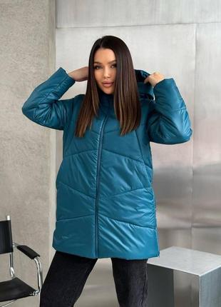 Женская зимняя стеганая куртка из водонепроницаемой плащевки с капюшоном размеры 42-5610 фото