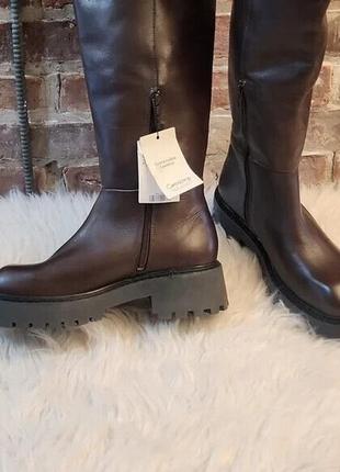 Mango нові жіночі шкіряні чоботи ботфорди розмір 38, 39 іспанія