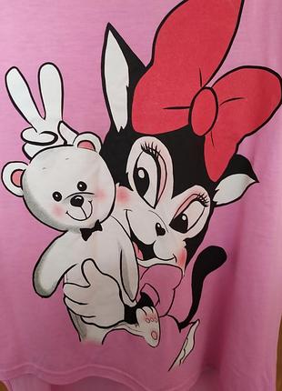 Красивая мультяшная  розовая летняя футболка