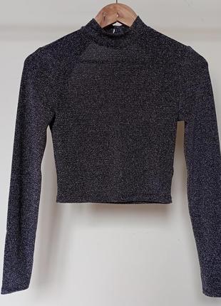Кроп-топ блестящий h&m s новый укороченный
